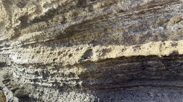 Volcanic Tuff Rock Formations and Pyroclastic Deposits on Tenerife Coast