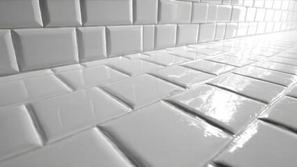 Fototapeta premium Glossy White Subway Tile Surface