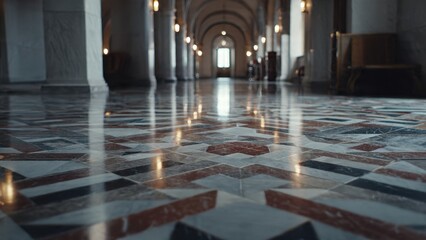Obraz premium Grand Hallway with patterned tile flooring