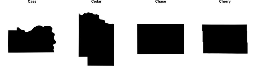Cass, Cedar, Chase, Cherry outline maps