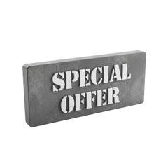 Special offer text on stone block