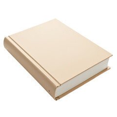 A beige book placed on a clean white surface