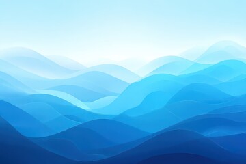 Abstract Blue Mountainscape Vector Illustration with Gradient Sky for Wallpaper or Background Design Featuring Undulating Hills and Atmospheric Perspective