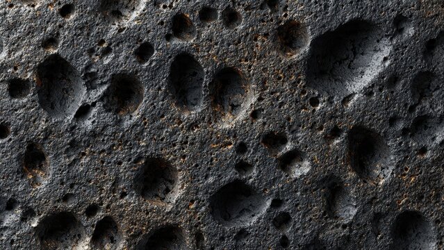 Dark porous textured surface with pits