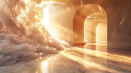 cosmic energy burst with radiant waves and shimmering light