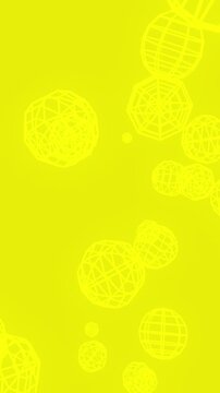 yellow ico sphere wire glow motion graphics, animation, glow mesh sphere on yellow background