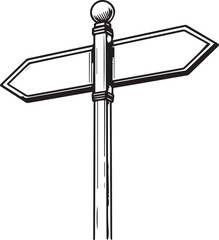 Obraz premium A timeless directional signpost points the way, rendered in a classic black and white style, invites you to consider the possibilities of navigation and direction. 