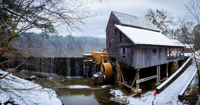 Old gristmill at Historic Yates Mill County Park in Raleigh, NC.