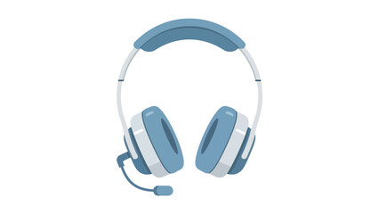 Blue and white headphones with microphone