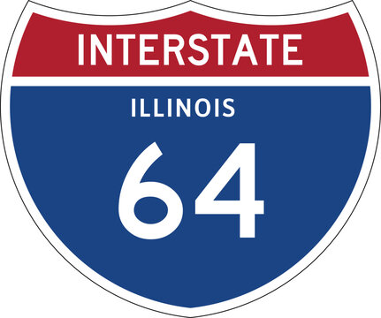 Interstate 64 Illinois, I-64 IL US Interstate Highway Route Shield Badge Vector