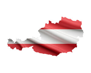 Obraz premium Austria's flag map waving proudly, perfect for travel, patriotic themes, and national identity projects