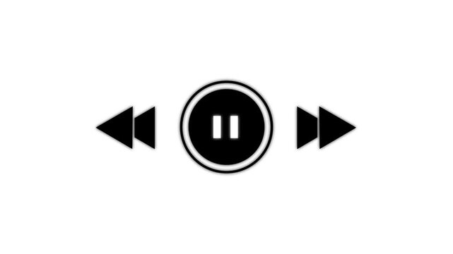 Audio player bar icon. Player button with play, pause, next, previous symbol animation. simple icon animation.