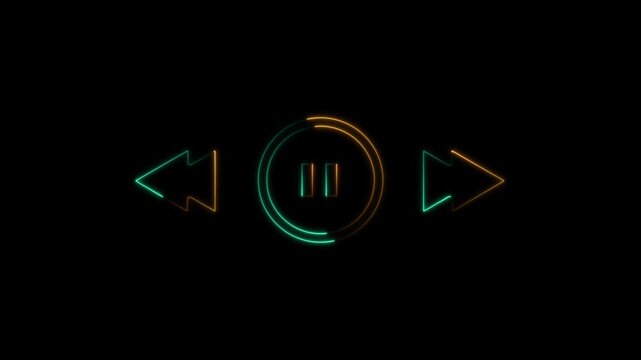Audio player bar icon. Player button with play, pause, next, previous symbol animation. simple icon animation.