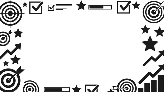 Black and white icons set with various business and target symbols for design
