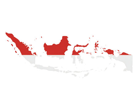 Indonesia map in flag colors for travel guides and patriotic themes, representing national identity and pride