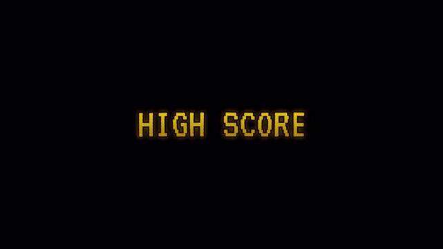 High score pixel retro arcade game achievement suitable for gaming content, retro themes, and celebrating success in digital media.