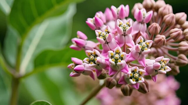 Close-Up of Pink Milkweed Flowers in Bloom - A Natures Beauty.