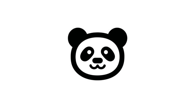 A smiling panda face illustration, with black and white coloring and rounded features