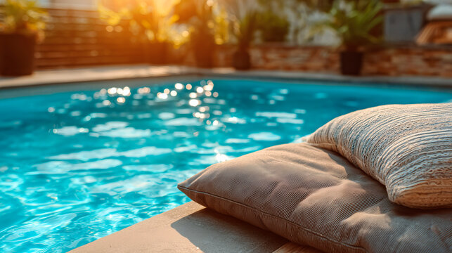 Cama sobre la piscina