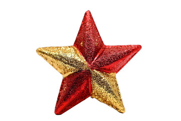 Red and gold Christmas star isolated on white background