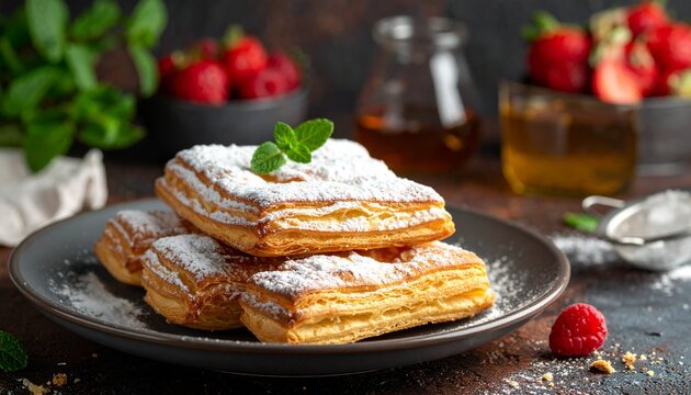 Neapolitan Sfogliatella Pastry. Traditional Italian Food