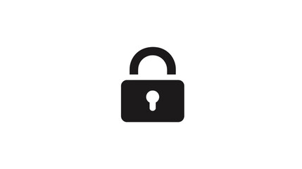 A simple, black padlock icon set against a clean white background. Classic design