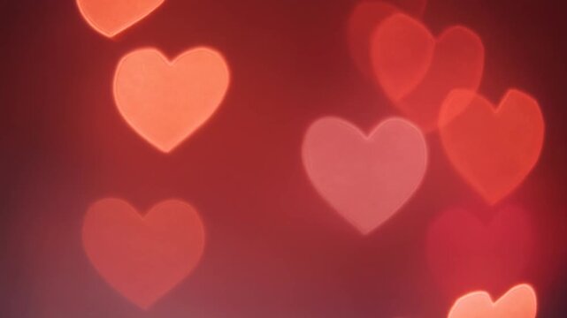 Elegant red roses and fireflies dance amidst valentine hearts in a soft, glowing environment, captured in a serene video scene