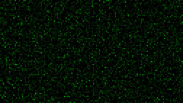 Green pixelated abstract background texture with dots. Digital information technology grid for computer data visualization and sci-fi concept.