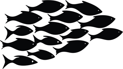 Schooling Fish Silhouette Vector Illustration For Design