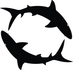Shark Silhouette Design Featuring Marine Wildlife And Ocean Predators