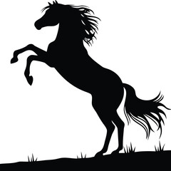 Majestic Horse Silhouette Rearing Up, Wild Equine Power