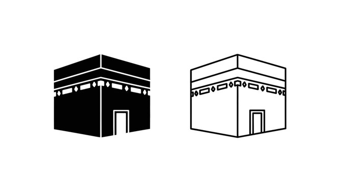 Black and white kaaba icon islamic symbol Vector