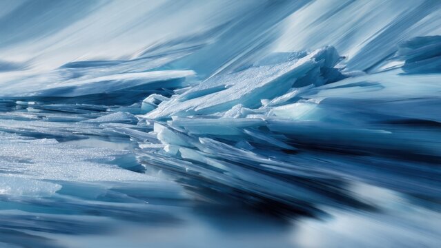Frozen Lake Baikal ice hummocks