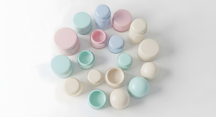 Pastel Cosmetic Jars and Containers Collection - Skincare Product Mockup Set