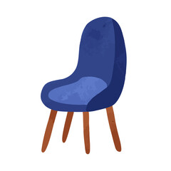 青のチェア　水彩風ベクター手描きイラスト