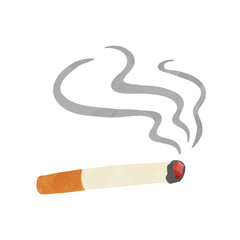 紙巻きタバコと煙　水彩風ベクター手描きイラスト