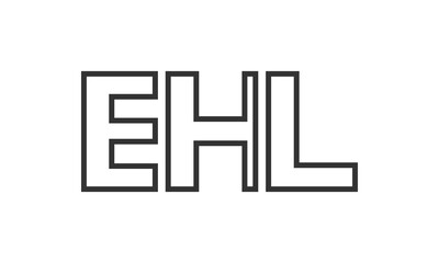 EHL logo design template with strong and modern bold text. Initial based vector logotype featuring simple and minimal typography. Trendy company identity.