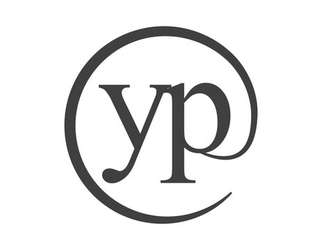 YP logo from two letter with circle shape email sign style. Y and P round logotype of business company