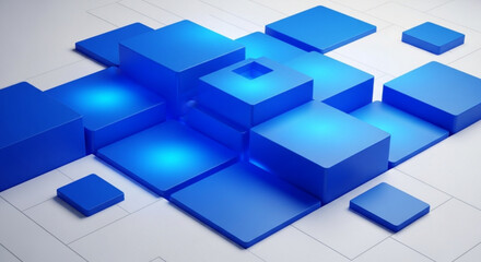 Obraz premium 3d blue blocks arranged in abstract pattern on white background