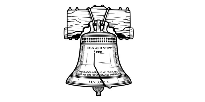 liberty bell line art vector illustration for independence day
