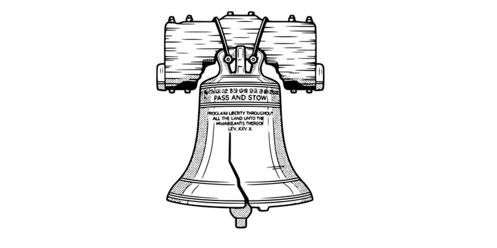 liberty bell line art vector illustration for independence day
