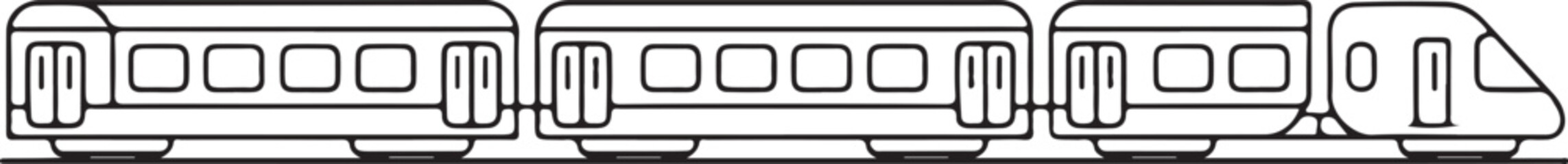 Obraz premium train passenger line drawing vector high speed four cars on track