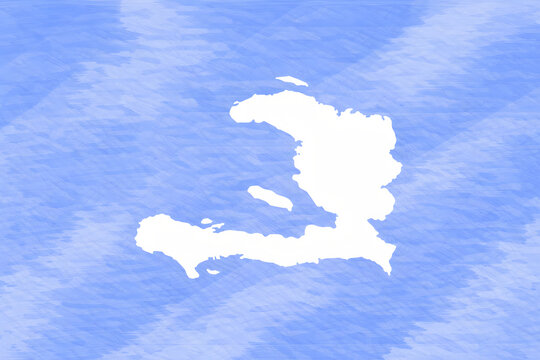 Haiti map with national flag isolated on blue sky background