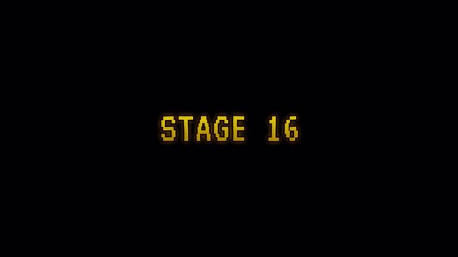 Stage 16 retro pixel game level start arcade suitable for vintage game intros, level transitions, or retro gaming content.