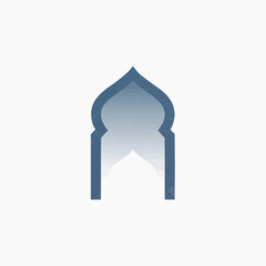 Fototapeta premium Minimalist Islamic Mosque Arch Icon with Blue Gradient