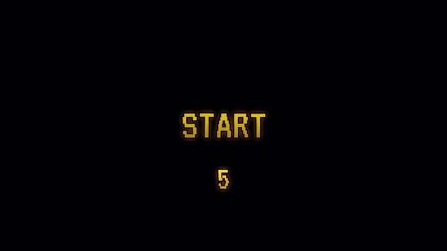Start countdown retro pixel timer game arcade suitable for video game introductions, retro gaming content, or any project needing a classic digital timer.