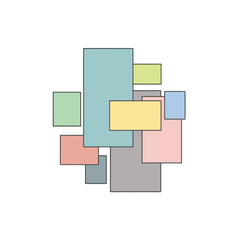 Abstract Rectangular Composition with Pastel Colors.