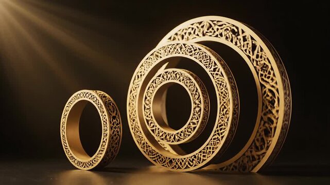 Golden Celtic Rings with Intricate Patterns, Luxury, Ancient, Mystical, Elegant