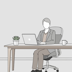 Businesswoman working on laptop at office desk