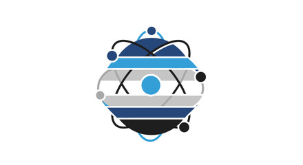 Blue and white logo design element.